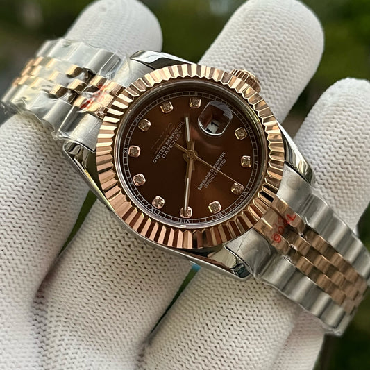 SEIDATEJUST ROSE GOLD CHOCOLATE DIAMOND LADIES WATCH